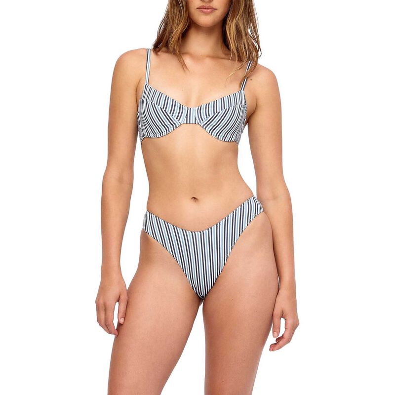 Zulu & Zephyr Blue Pin Stripe Balconette Bra Cup Top image number 0